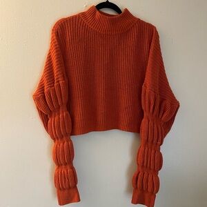 Hyfve Orange Bubble Sleeve Sweater